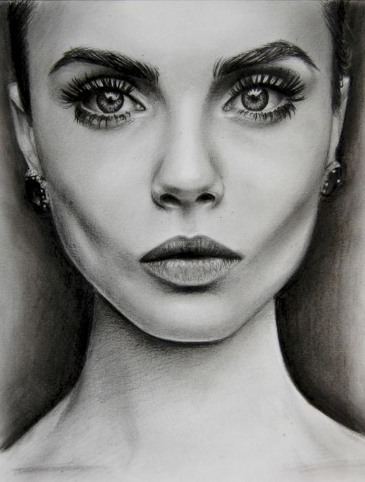 530x700 Portrait Of Cara Delevingne By Valontina On Stars Portraits - Cara Delevingne Sketch