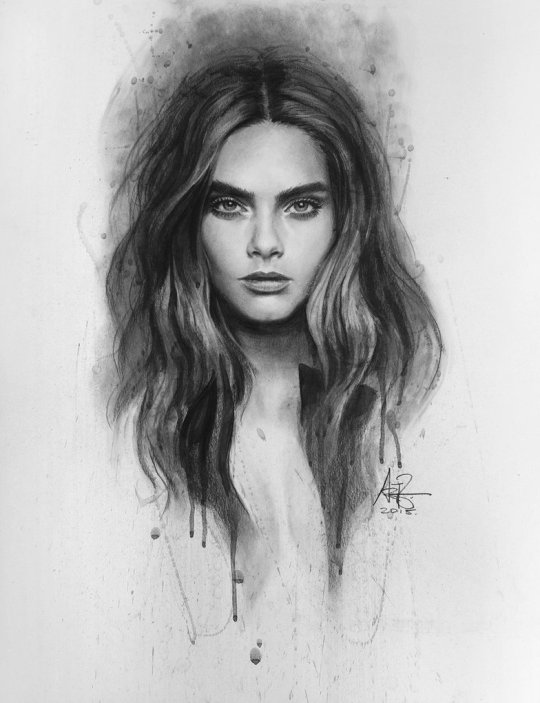 540x703 Cara Delevinge Drawing Tumblr - Cara Delevingne Sketch