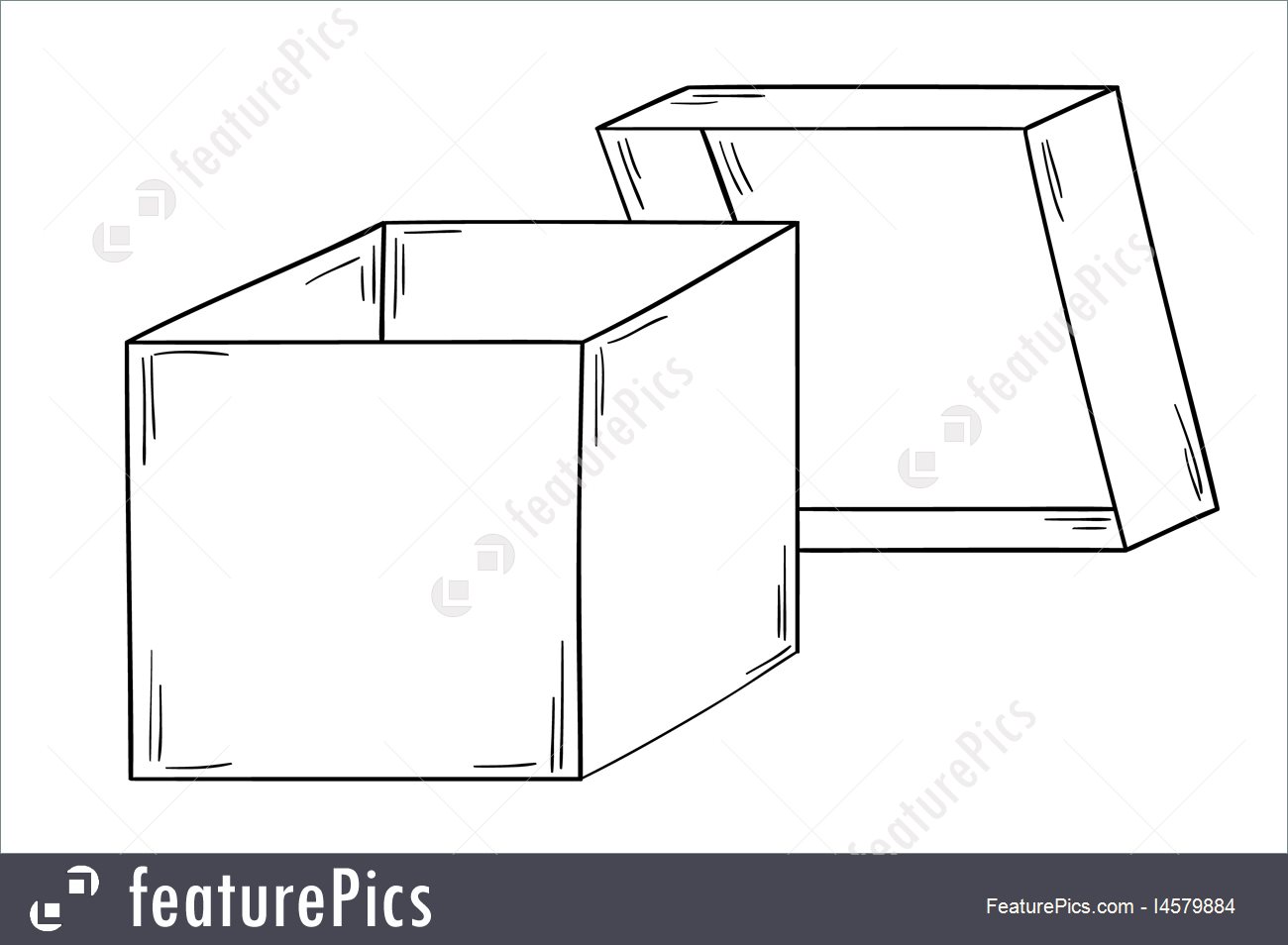 1300x954 Open Paper Box Illustration - Cardboard Box Sketch