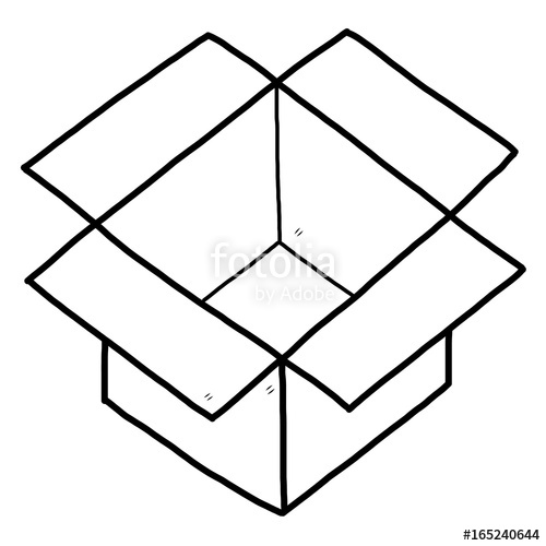500x500 Cardboard Box Cartoon Vector And Illustration, Black And White - Cardboard Box Sketch