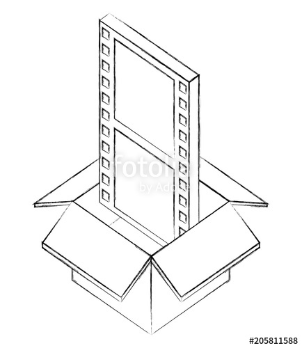 434x500 Cardboard Box Movie Film Strip Isometric Design Vector - Cardboard Box Sketch