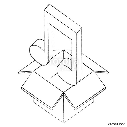 500x500 Cardboard Box Music Note Sound Isometric Design Vector - Cardboard Box Sketch