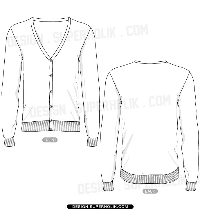 689x725 Fashion Design Templates, Vector Illustrations And Clip - Cardigan Sketch