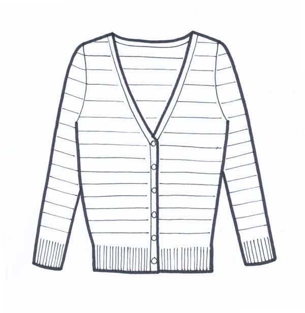 600x616 Sweater Flat Sketch - Cardigan Sketch