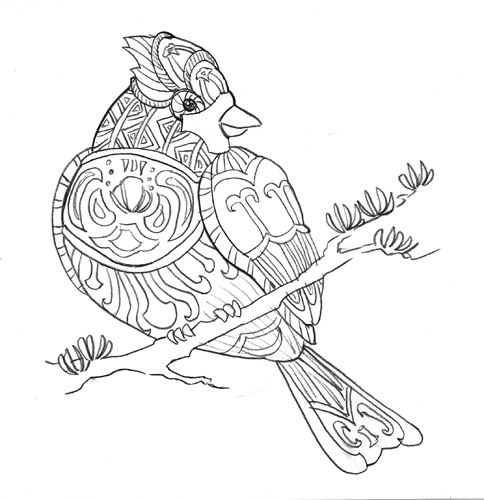 484x500 Marika Makes Art Cardinal Sketch - Cardinal Sketch