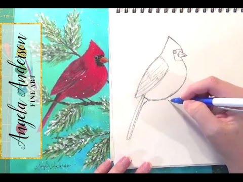 480x360 Cardinal Drawing Tutorial How To Draw Birds Step By Step Art - Cardinal Sketch