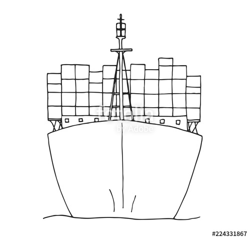 500x477 Sketch Of Cargo Ship Isolated On White Background. Stock Image - Cargo Ship Sketch