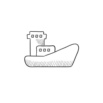 416x416 Cargo Container Ship Sketch Premium Clipart - Cargo Ship Sketch
