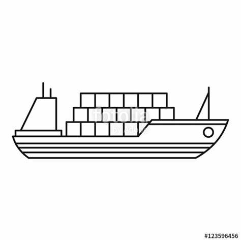 474x474 Cargo Ship Outline. Freehand Sketch Illustration Of - Cargo Ship Sketch