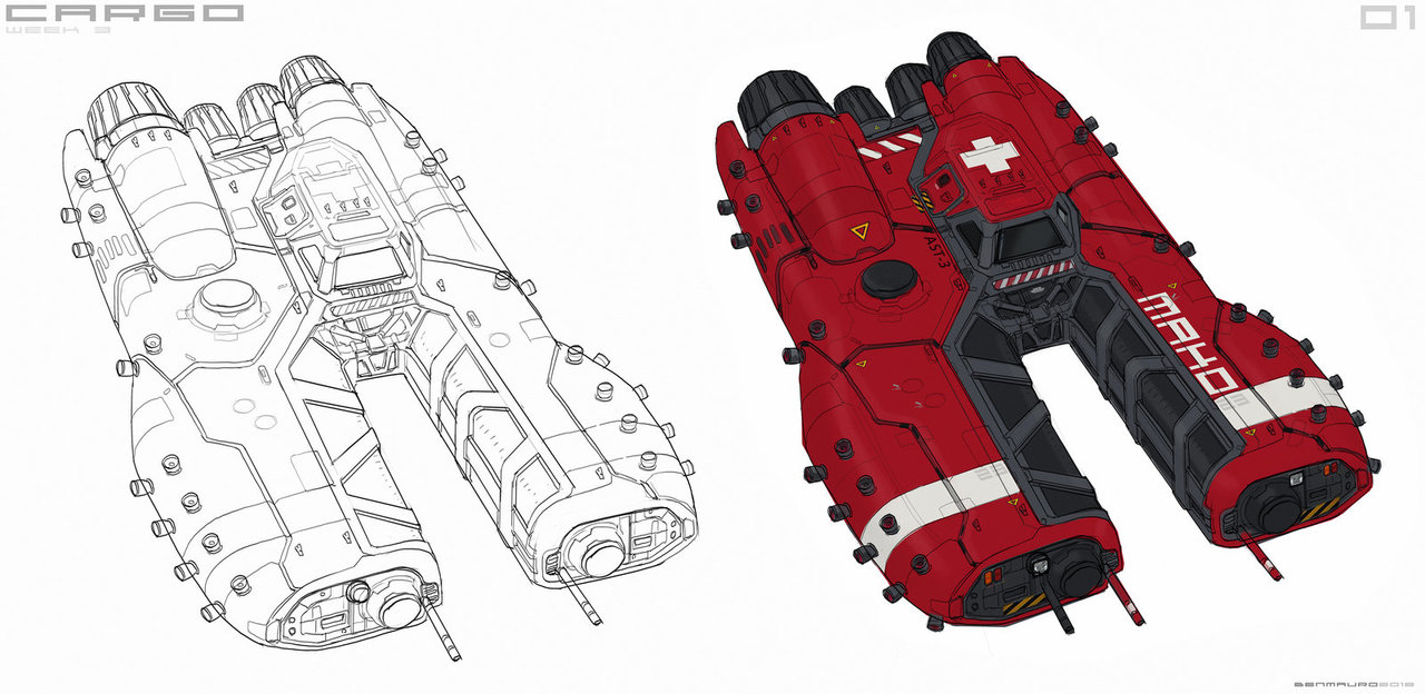 1280x624 Cargo Spaceship Sketch By Benmauro - Cargo Sketch