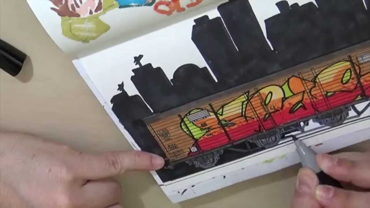 1280x720 Graffiti Sketch Cargo Train Bombing - Cargo Sketch