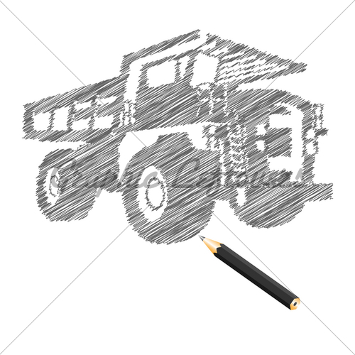 500x500 Hand Drawn Cargo Truck Sketch Gl Stock Images - Cargo Sketch