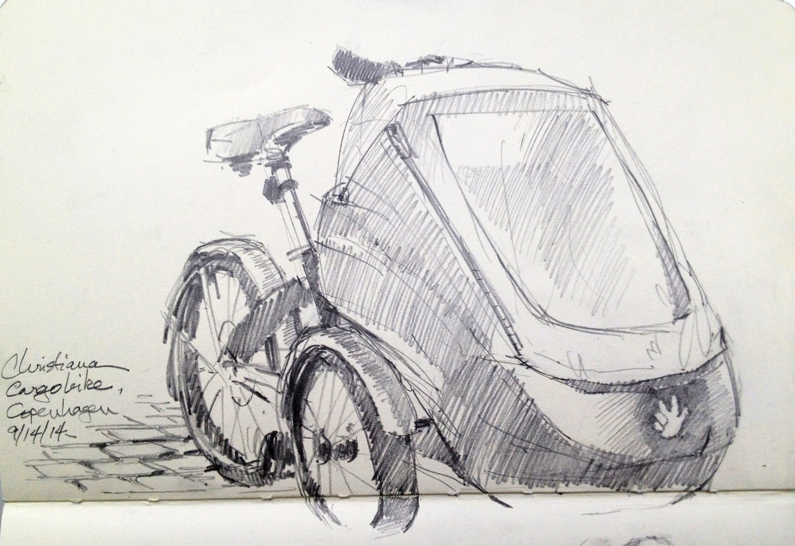 1600x1100 Sketch Of The Day Copenhagen Cargo Bike Drawing The Motmot - Cargo Sketch