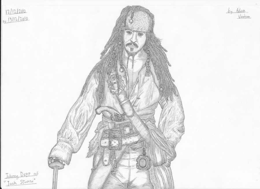 900x656 Pirates Of The Caribbean Captain Jack Sketch By Axeman5 - Caribbean Sketches