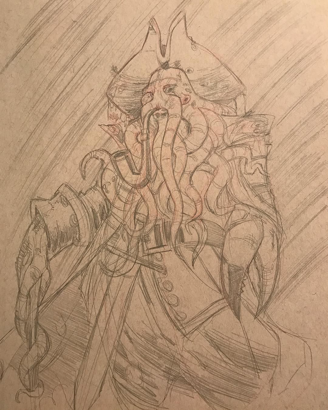 1080x1349 Regram Anthony.helmer Do You Fear Death Davey Jones Pirates Of - Caribbean Sketches