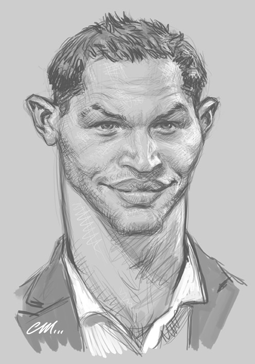 496x709 Tom Hardy Caricature Sketch By Euan70 - Caricature Sketch