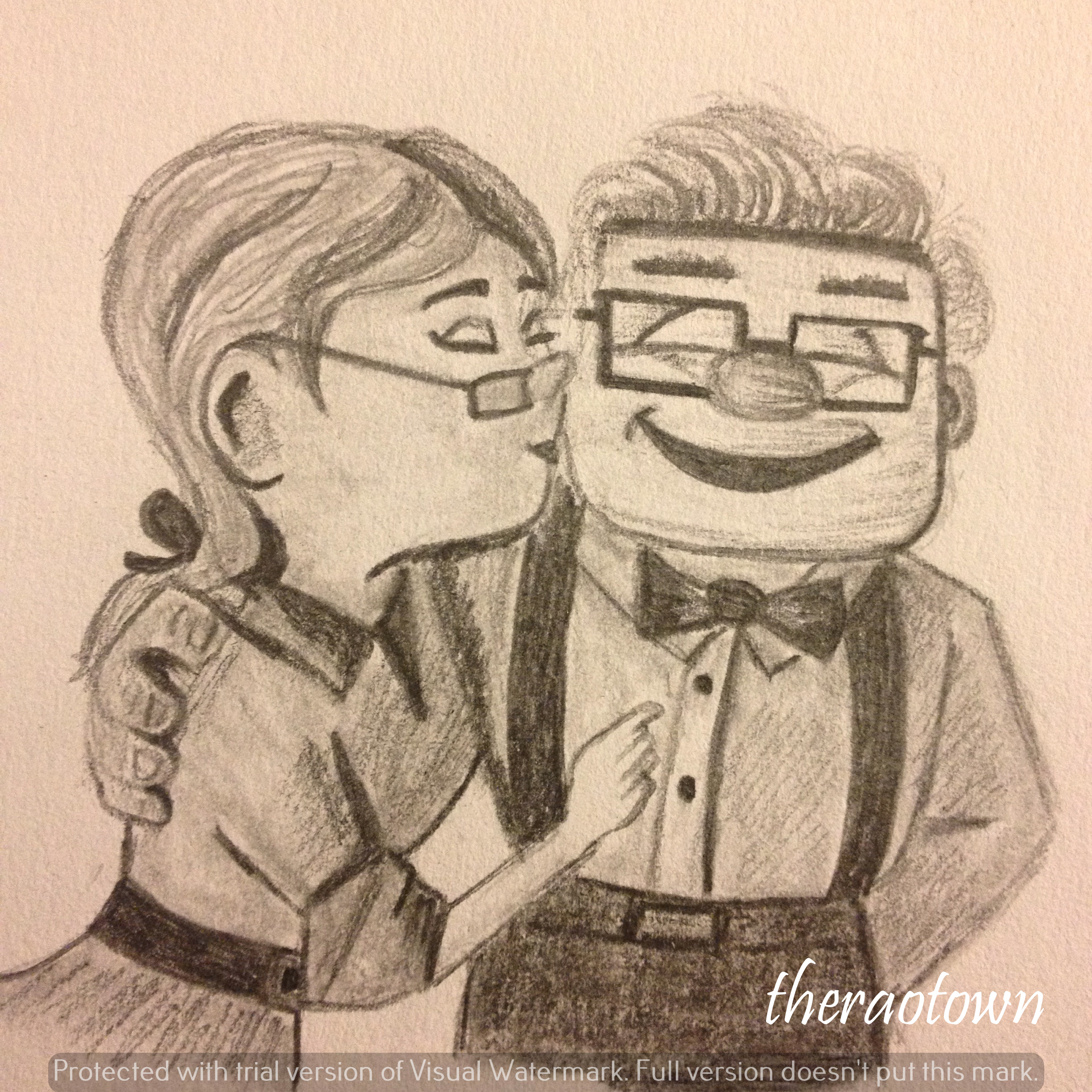 2448x2448 Sketch Love Is In The Air! Theraotown - Carl And Ellie Sketch