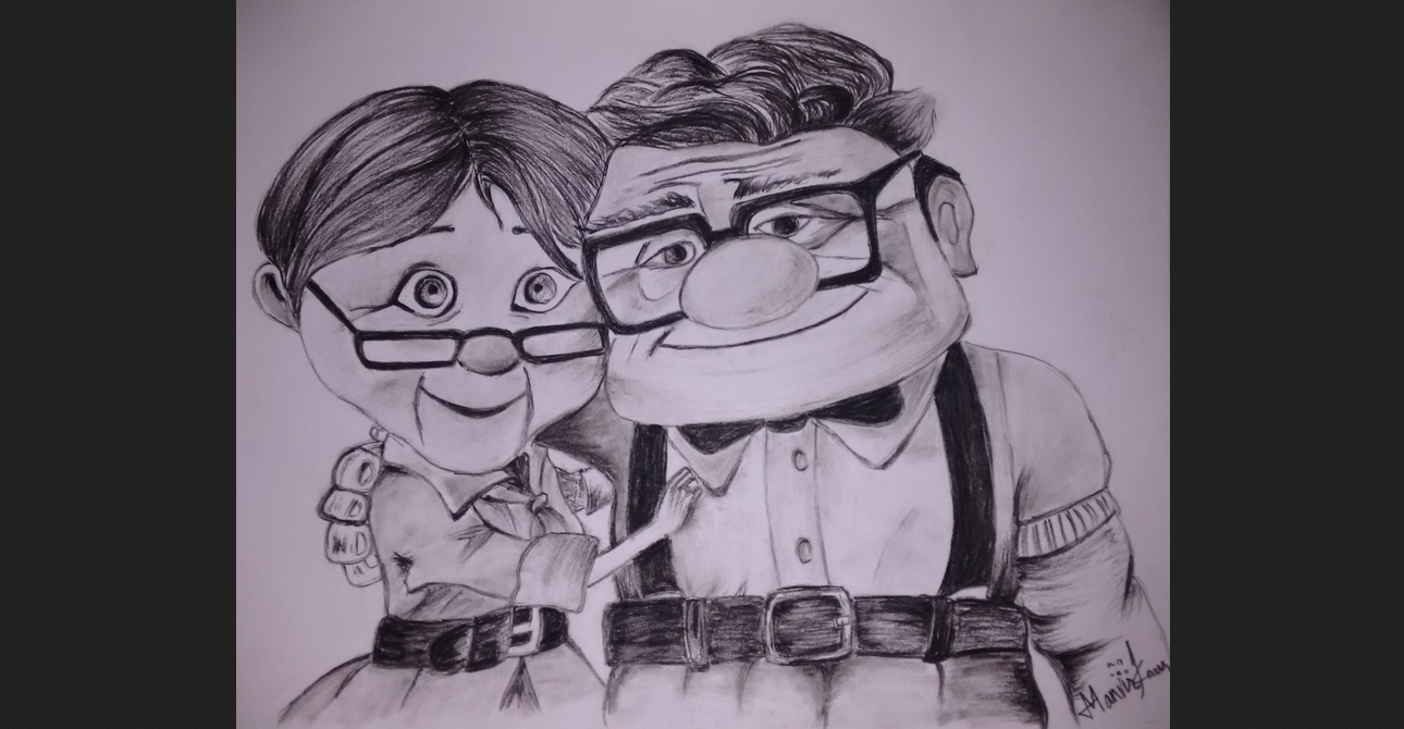 1290x670 Carl And Ellie Pencil Sketch Manvir Kaur - Carl And Ellie Sketch