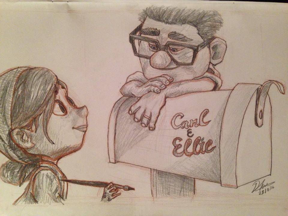 Drawn up. Carl and Ellie надпись. Карл и Элли референс. Карл и Элли раскраска. Carl Fredricksen drawing.