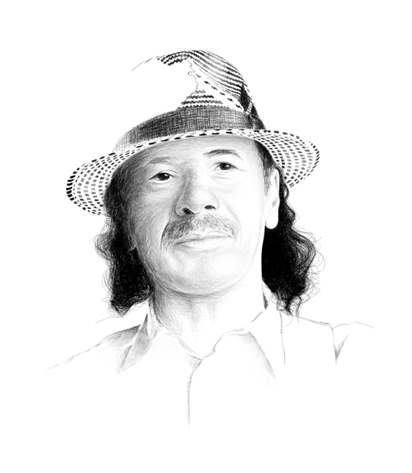 600x689 Carlos Santana Line Art On Behance - Carlos Santana Sketch
