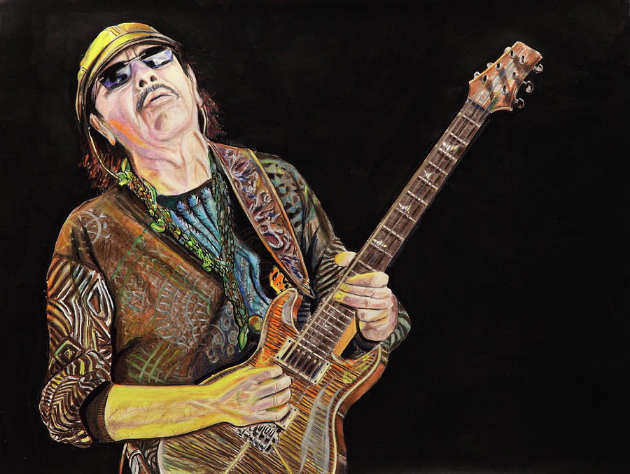 900x677 Carlos Santana Painting By Chris Benice - Carlos Santana Sketch