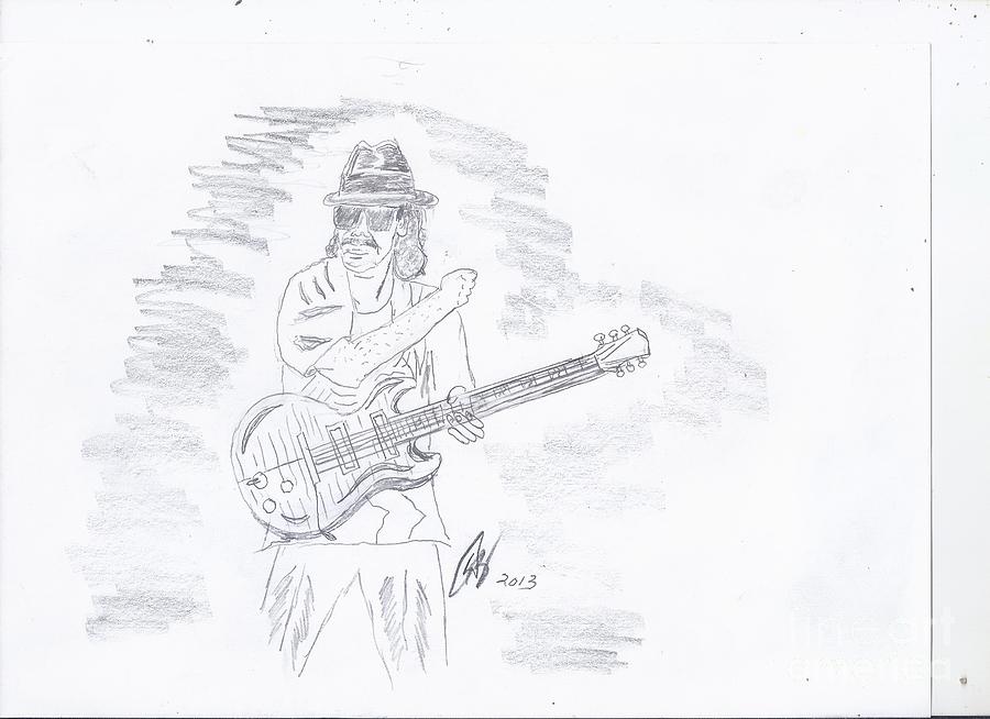 900x654 Carlos Santana Tribute Drawing By David G Boggs - Carlos Santana Sketch
