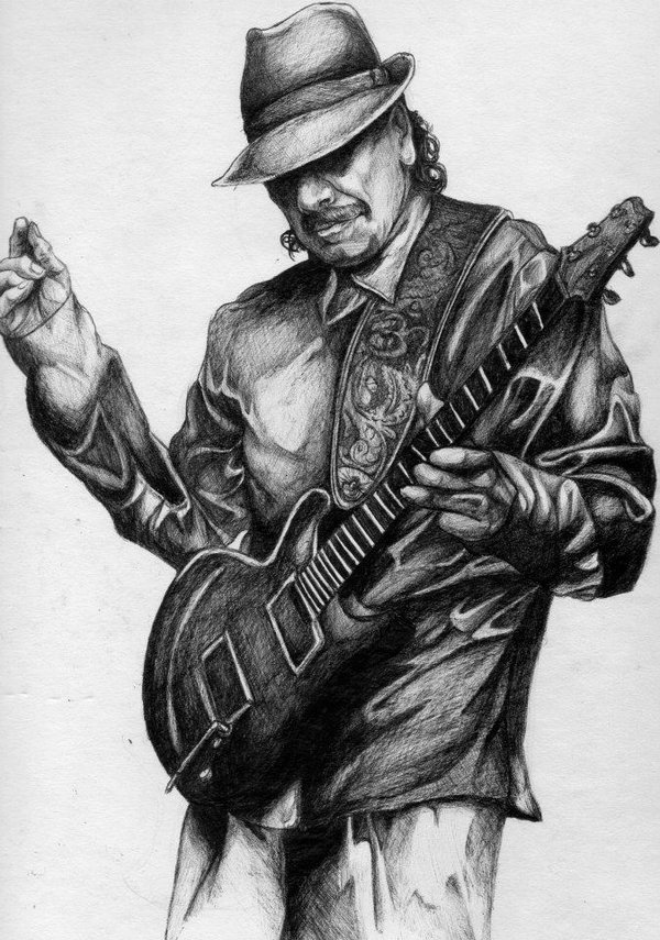 600x855 Carlos Santana By Frank Cadillac - Carlos Santana Sketch