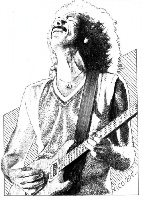 500x700 Portrait Of Carlos Santana By Fcarlos On Stars Portraits - Carlos Santana Sketch