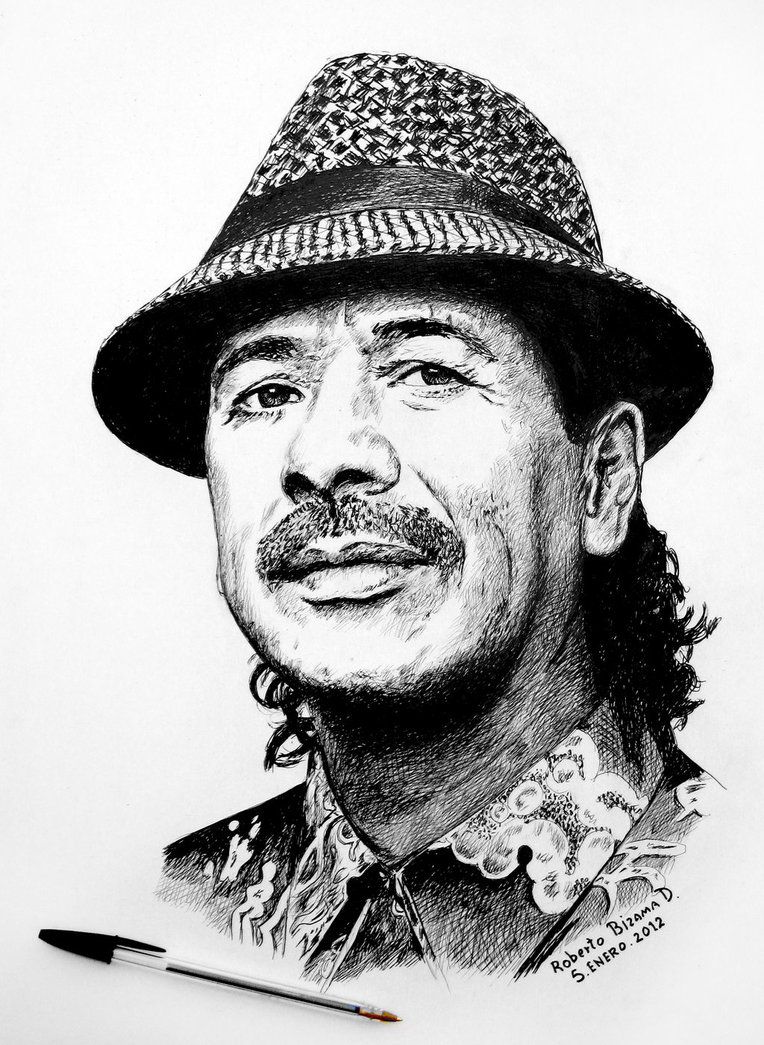 764x1045 Carlos Santana By Robertobizama Black Amp White - Carlos Santana Sketch