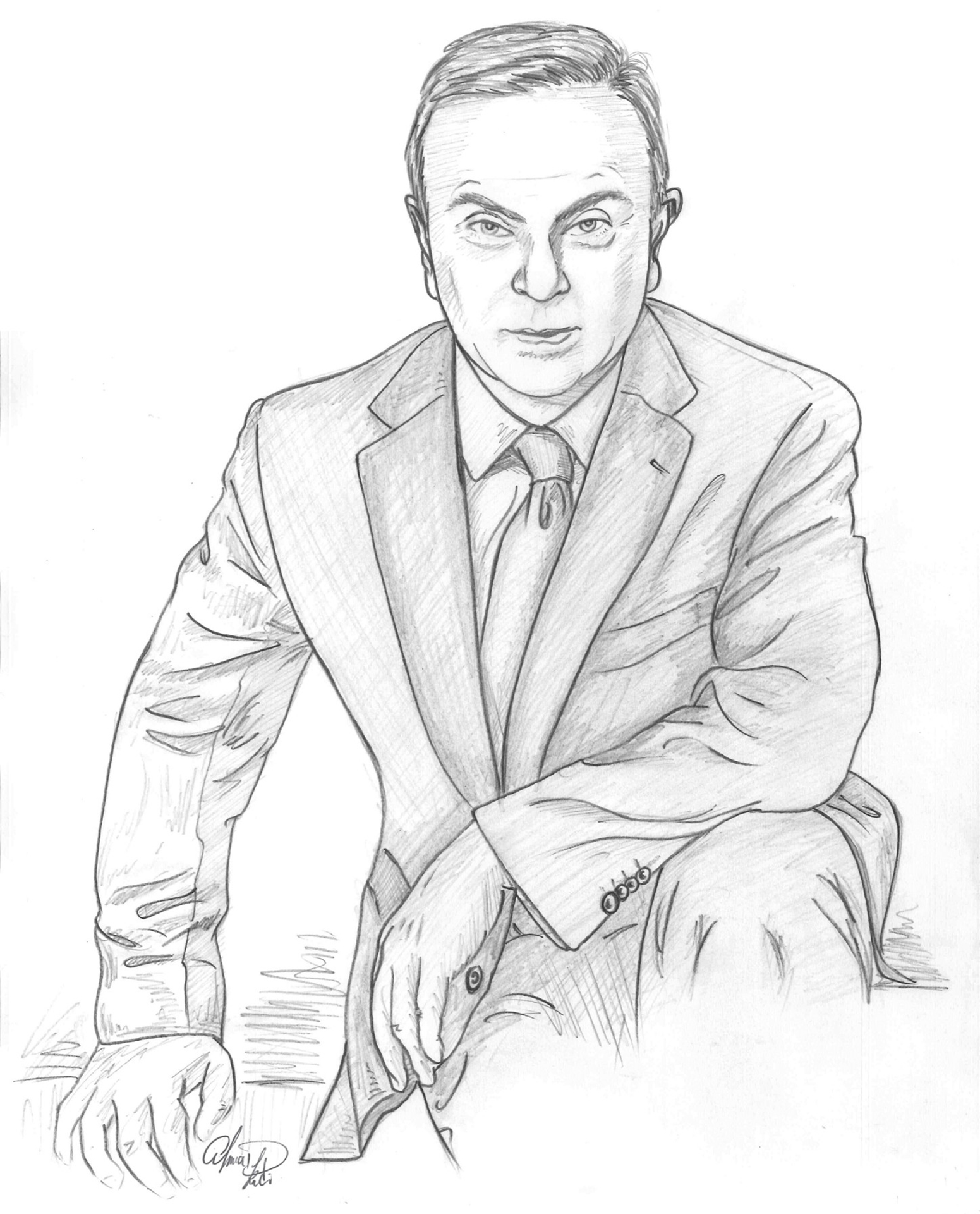 1551x1920 Portrait Carlos Ghosn Water Color Sketch By Ahmad Kadi - Carlos Sketch