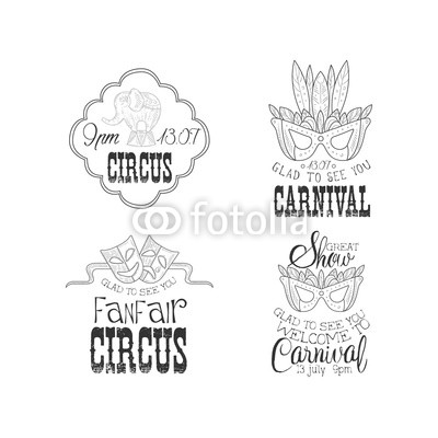 400x400 Hand Drawn Vector Logos For Circus Or Carnival. Sketch Style - Carnival Sketch
