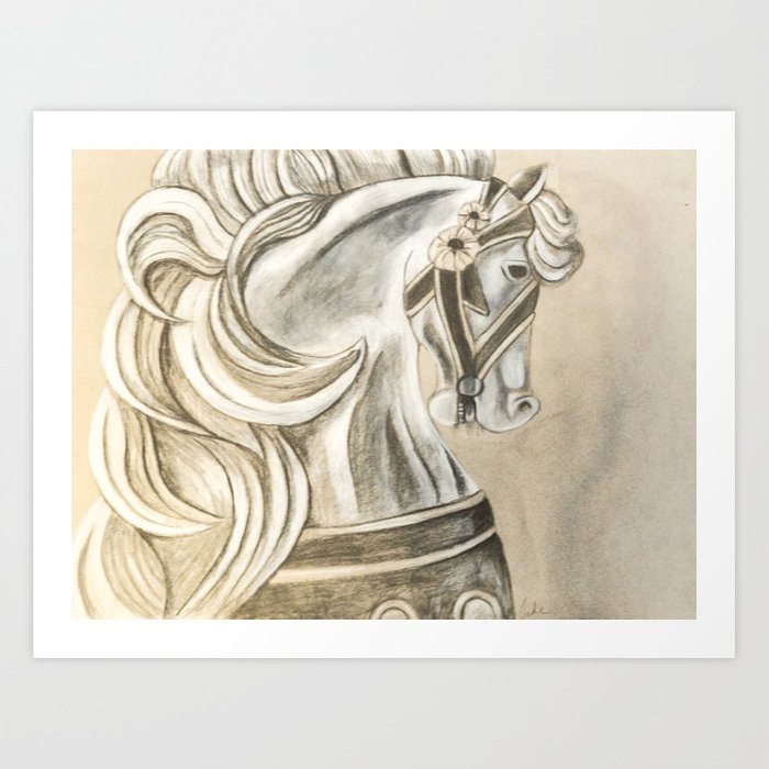 700x700 Carousel Horse Sketch Art Print By Missjades Society6 - Carousel Horse Sketch