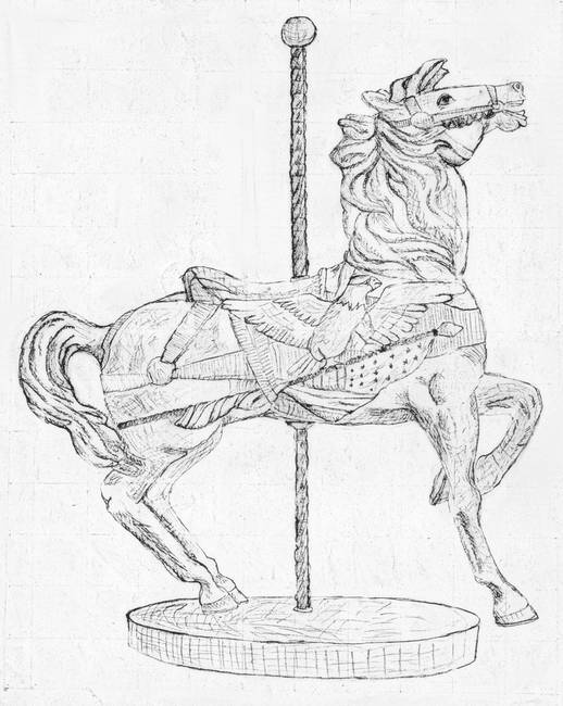518x650 Carousel Horse By Amy Sue Stirland - Carousel Horse Sketch