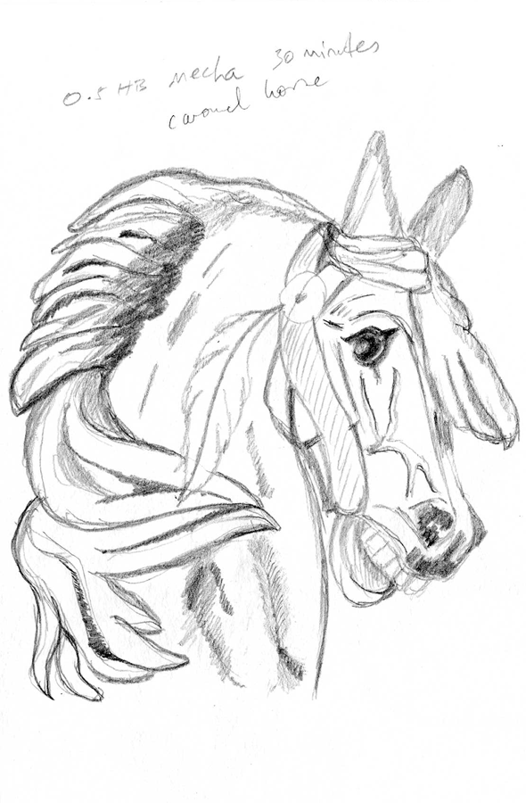 590x900 Carousel Horse Three Color Disasters - Carousel Horse Sketch