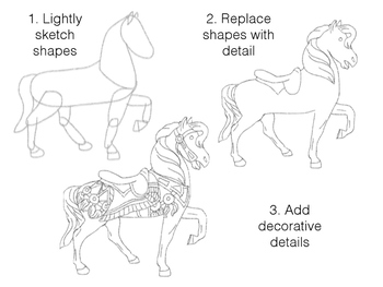 350x263 How To Draw A Carousel Horse Handout By Fuglefun Tpt - Carousel Horse Sketch