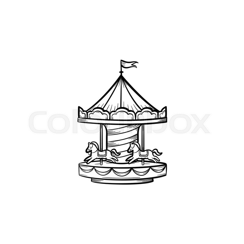 800x800 Merry Go Round Hand Drawn Outline Doodle Icon. Carousel Vector - Carousel Sketch