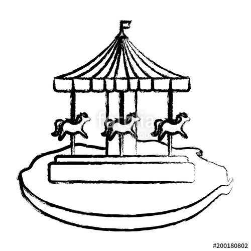 500x500 Sketch Of Carousel Icon Over White Background, Vector Illustration - Carousel Sketch