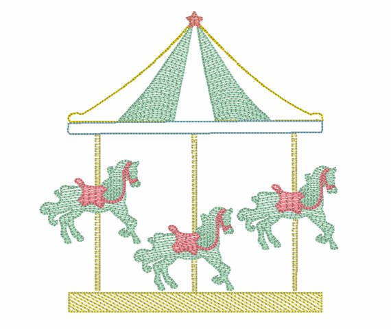 570x479 Carousel Sketch Embroidery Etsy - Carousel Sketch