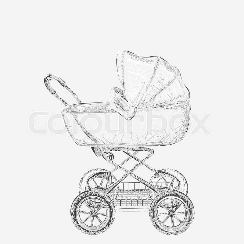 800x800 Hand Drawn Baby Carriage Sketch. Vector Illustration Stock - Carriage Sketch