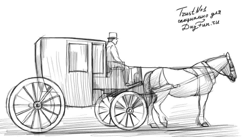 972x550 How To Draw A Carriage Step By Step - Carriage Sketch