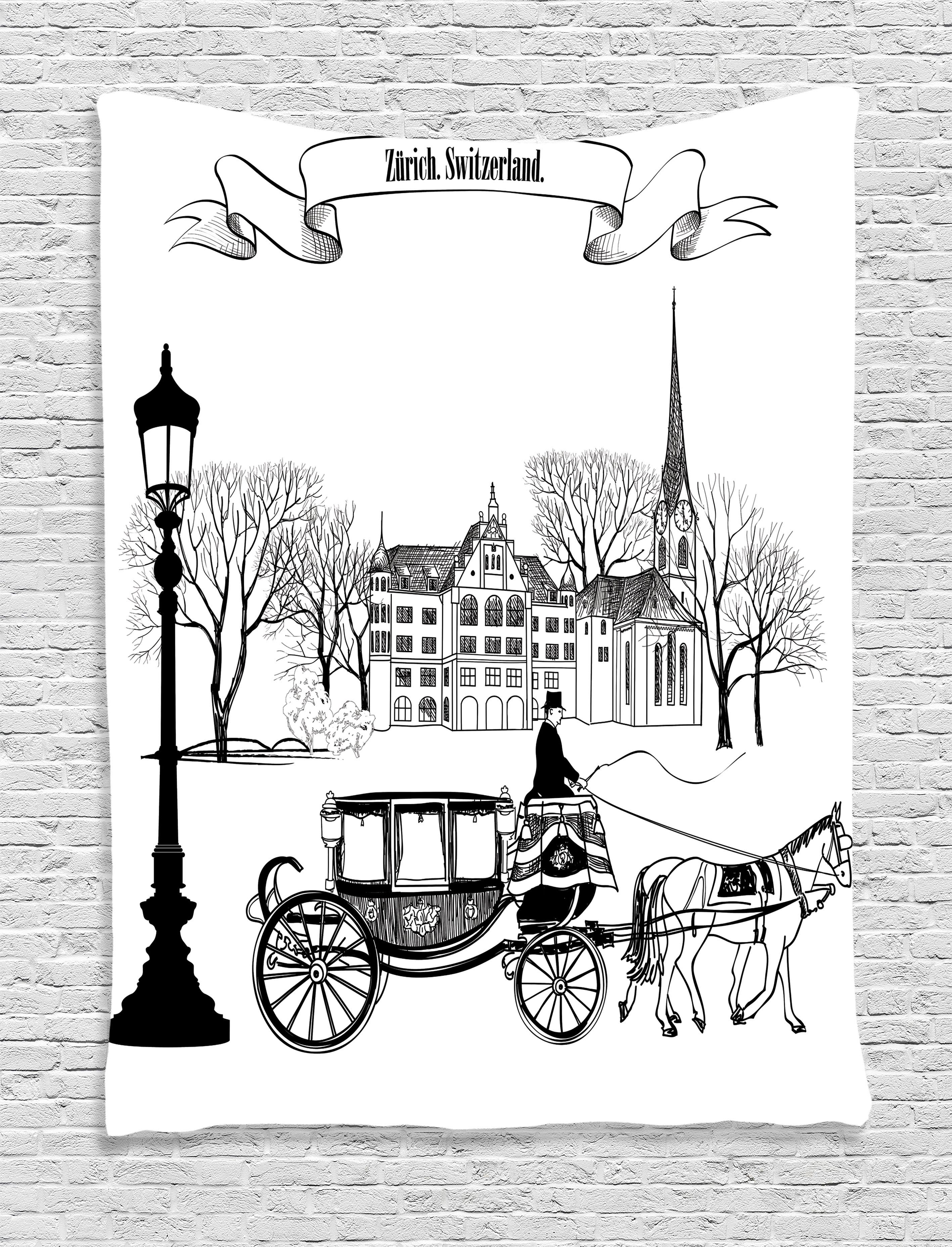 2835x3712 Sketch Tapestry Wall Hanging Old Street Scene With A Carriage - Carriage Sketch