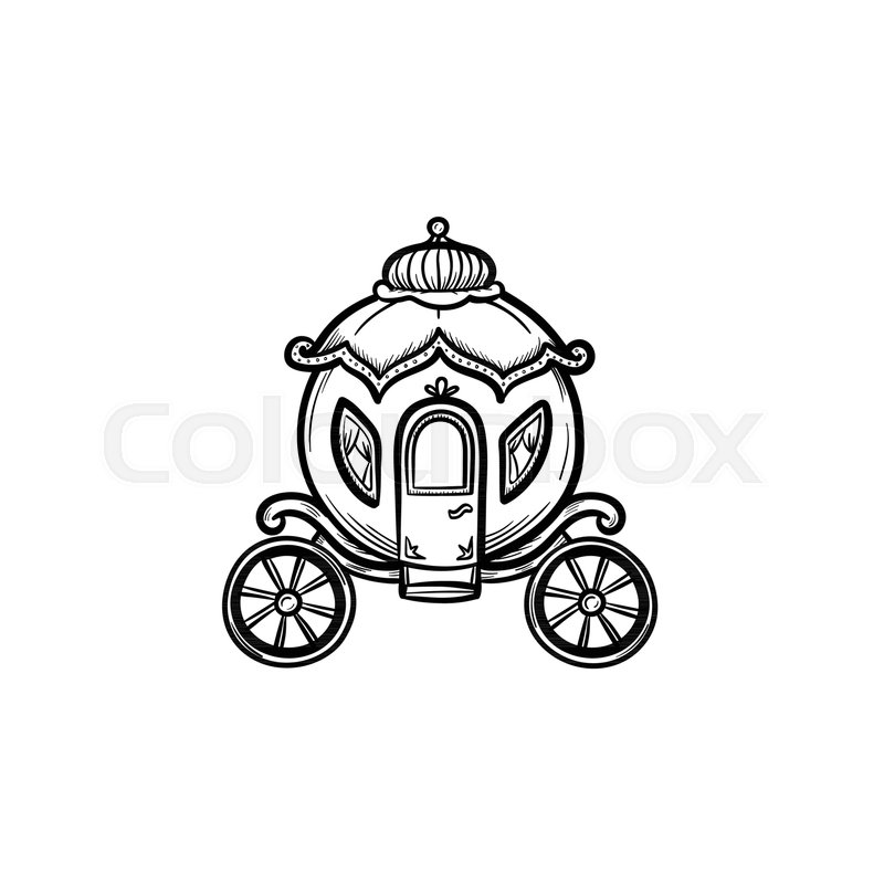 800x800 Vector Hand Drawn Fairytale Carriage Outline Doodle Icon - Carriage Sketch
