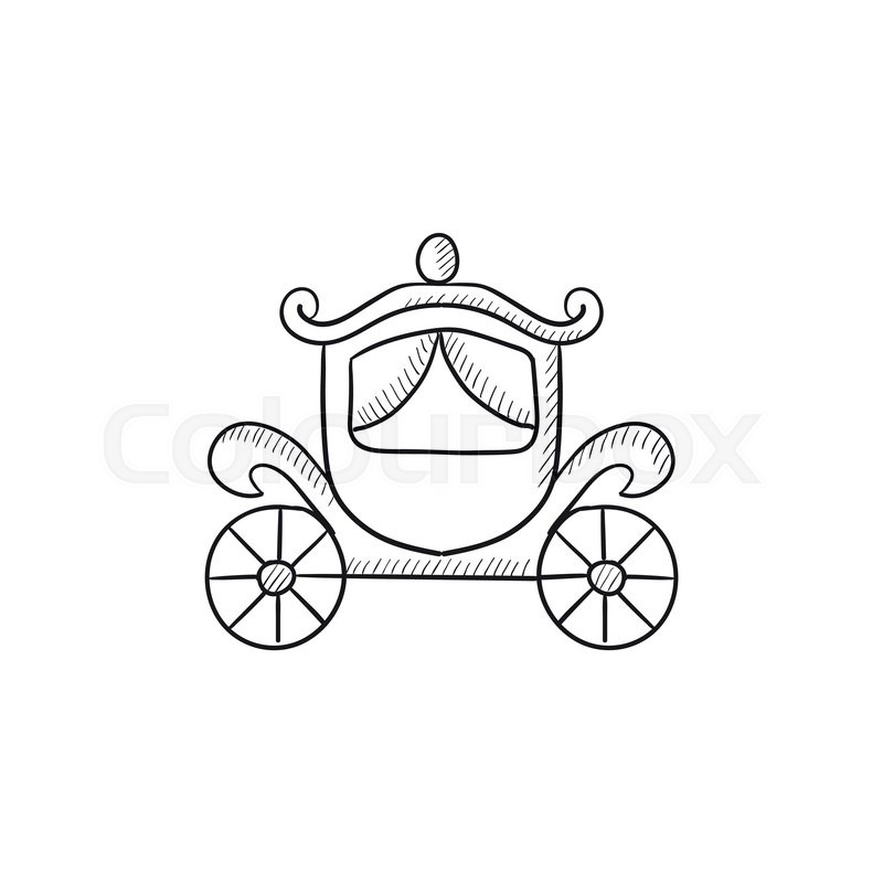 800x800 Wedding Carriage Vector Sketch Icon Isolated On Background. Hand - Carriage Sketch