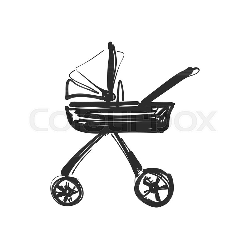 800x762 Carriage Sketch. Hand Drawn Illustration For Baby Shower Stock - Carriage Sketch