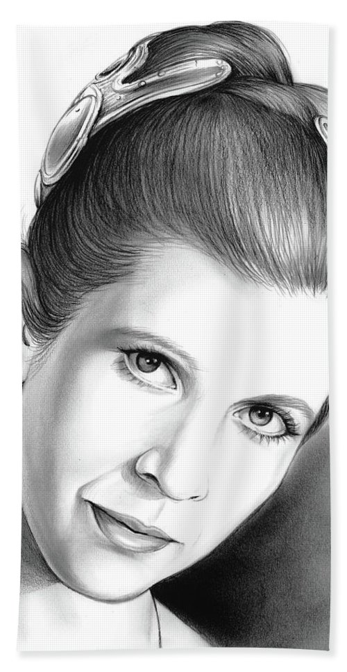 500x967 Carrie Fisher Beach Sheet For Sale By Greg Joens - Carrie Fisher Sketch