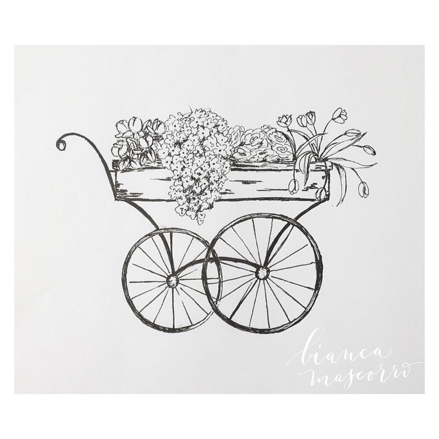 640x640 Flower Cart Sketch - Cart Sketch