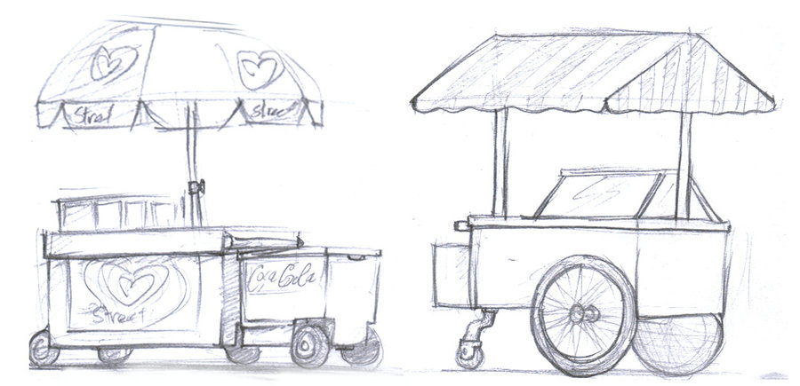 900x435 Ice Cream Cart By Gcakeith - Cart Sketch