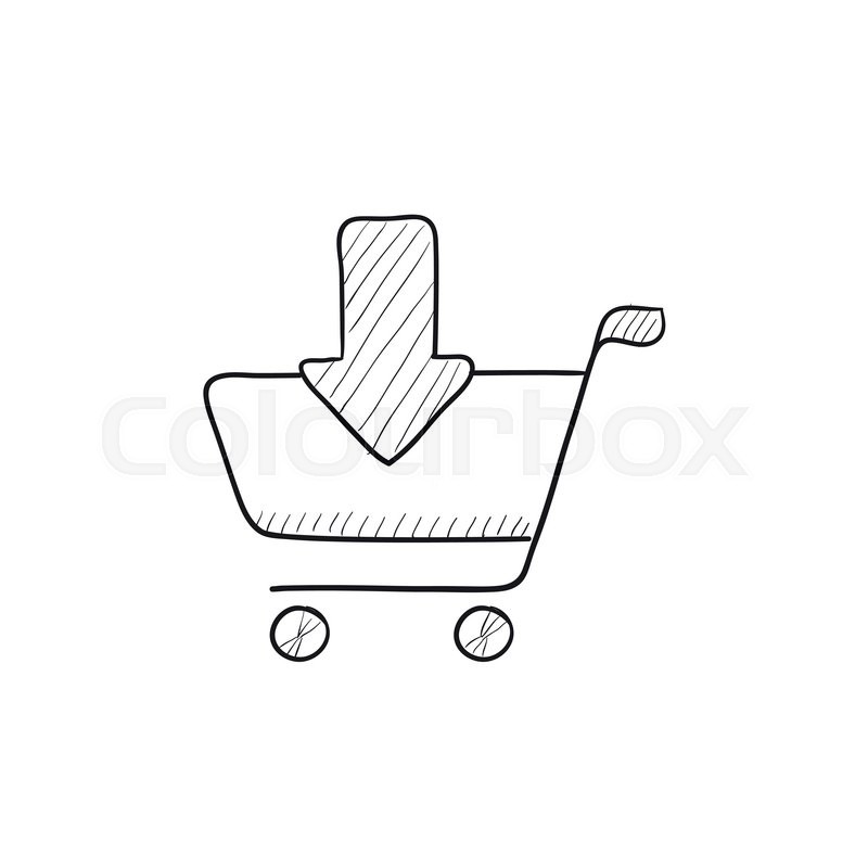 800x800 Online Shopping Cart Vector Sketch Icon Isolated On Background - Cart Sketch