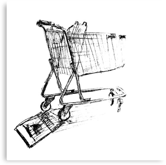 550x545 Shopping Cart Line Drawing. Canvas Prints By Artosaurus Redbubble - Cart Sketch
