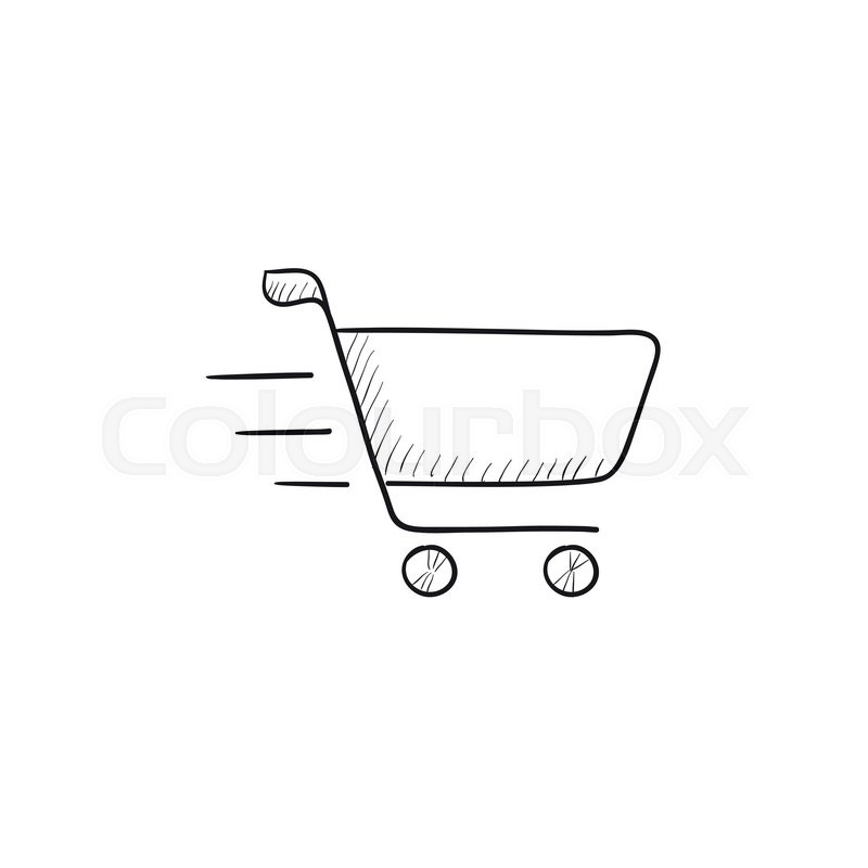 800x800 Shopping Cart Vector Sketch Icon Isolated On Background. Hand - Cart Sketch